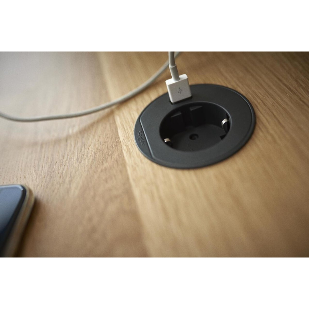 Galda kontaktligzda, 1-vietīga, +USB-A, melna, kabeļa garums 2m, Unica system+