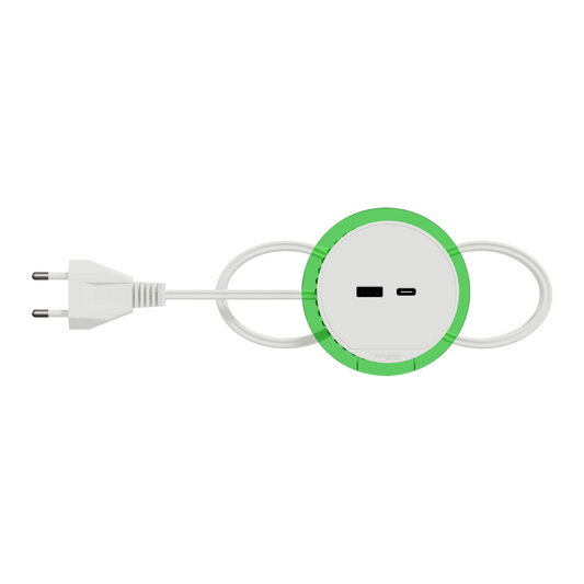 Galda bloks ar USB A un USB C, balts, Unica system+
