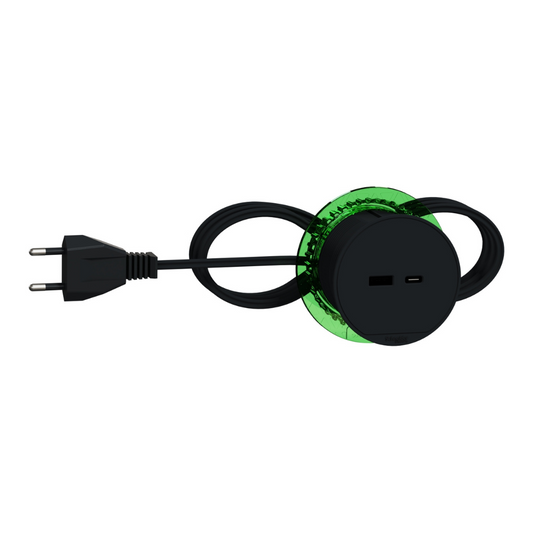 Galda bloks ar USB A un USB C, melns (antracīts), Unica system+