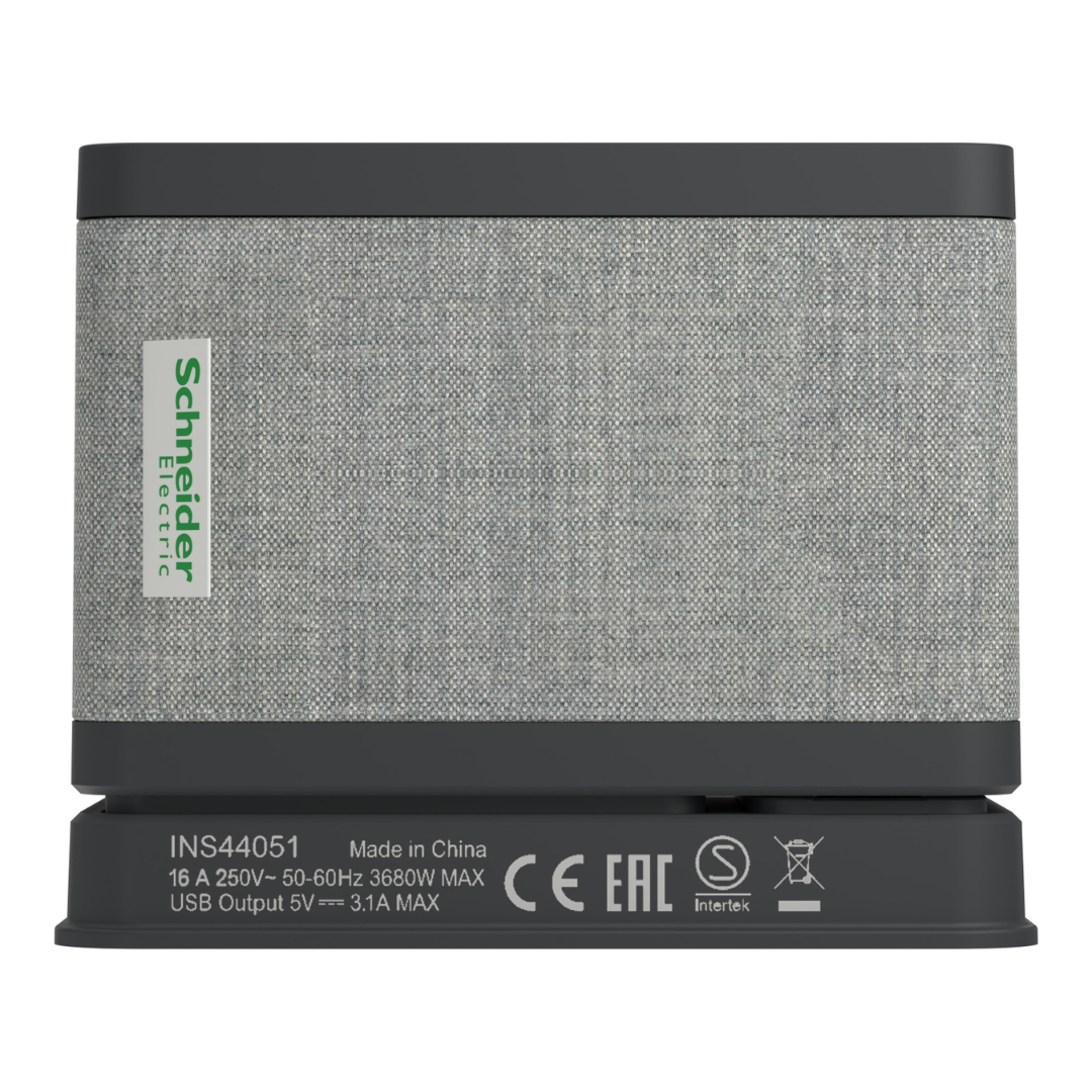 Galda bloks S, kontaktligzda, antracīts, 16A, 250V, MAX 3680W, USB - 5V 3.1A, INS44051, Unica sistēma+, Schneider Electric