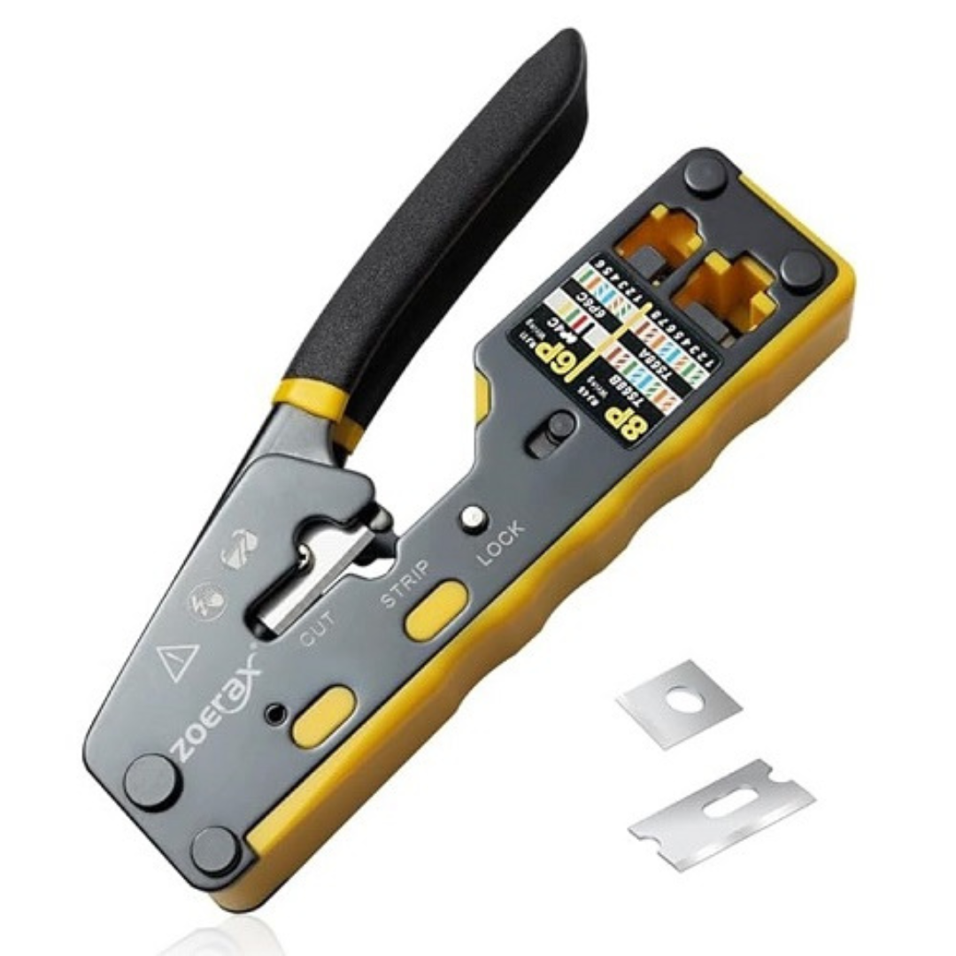 RJ45 krimpošanas instruments ar izolācijas noņēmēju un griezēju, Extra Digital