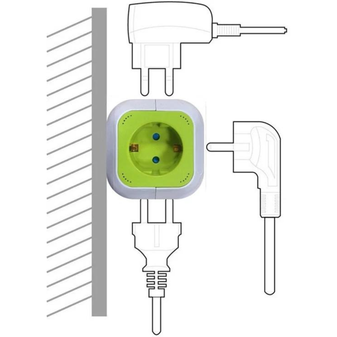 Strāvas sadalītājs / Pagarinātājs GreenBlue MagicCube GB118, vada garums 1.4m, Iezemētas 4 rozetes, USB Lādētājs 2 gab., krāsa balta/zaļa