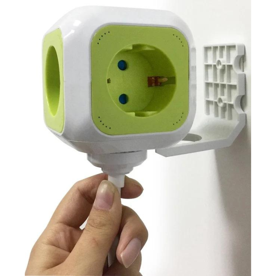Strāvas sadalītājs / Pagarinātājs GreenBlue MagicCube GB118, vada garums 1.4m, Iezemētas 4 rozetes, USB Lādētājs 2 gab., krāsa balta/zaļa