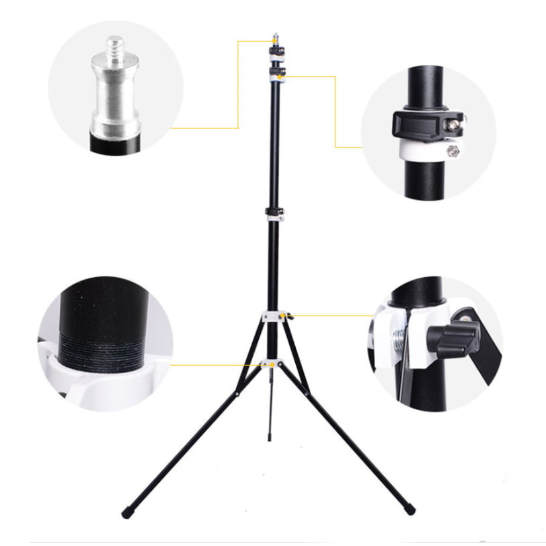 LED gredzena lampa MITOYA, komplekts, MTY18C BALTA 45cm + JOGAS statīvs