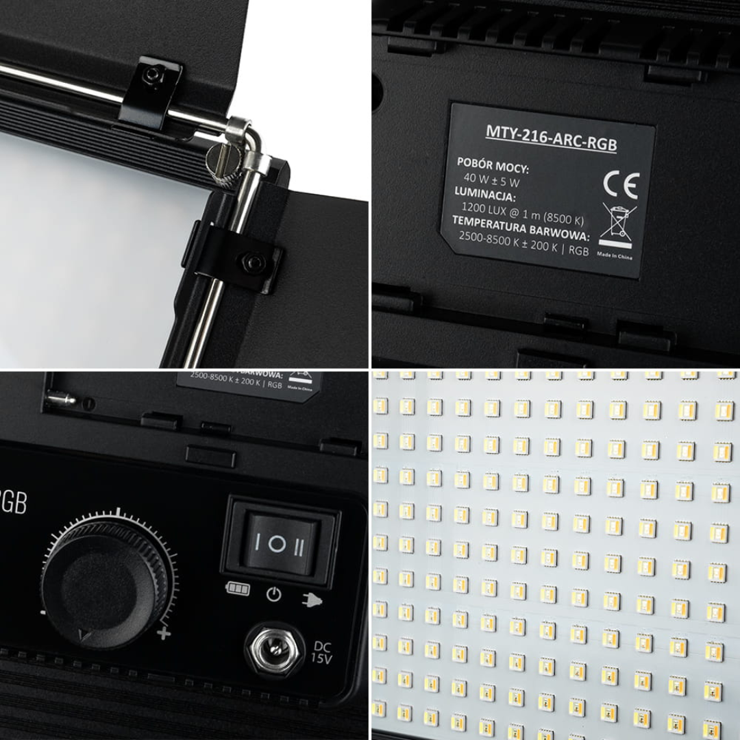LED lampa, MITOYA, MOBULA 216, 2500-8500K + RGB, (bez statīva)