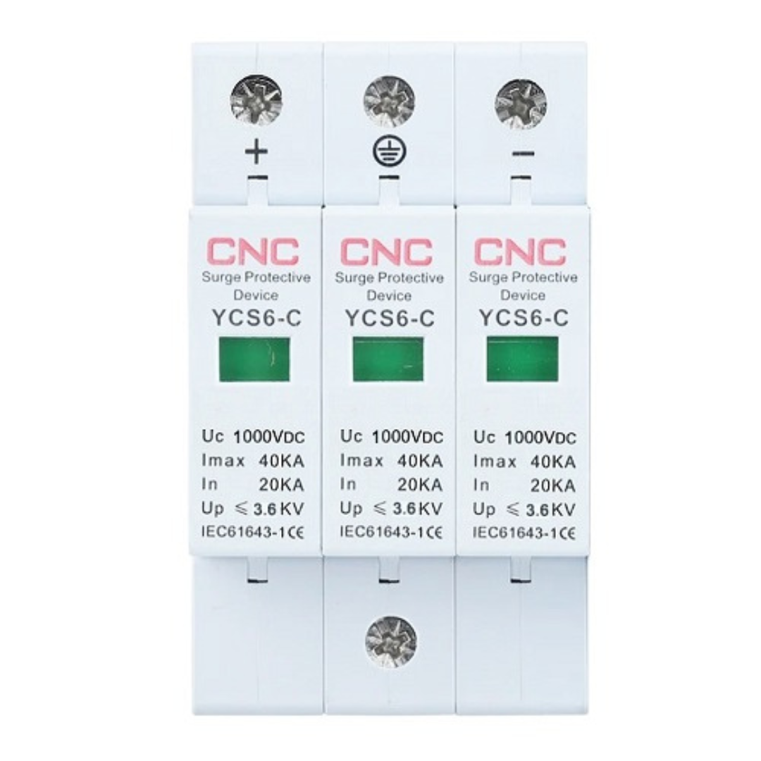 Līdzstrāvas pārsprieguma novadītājs, 3P, C klase, 20-40 kA, 1000VDC, CNC