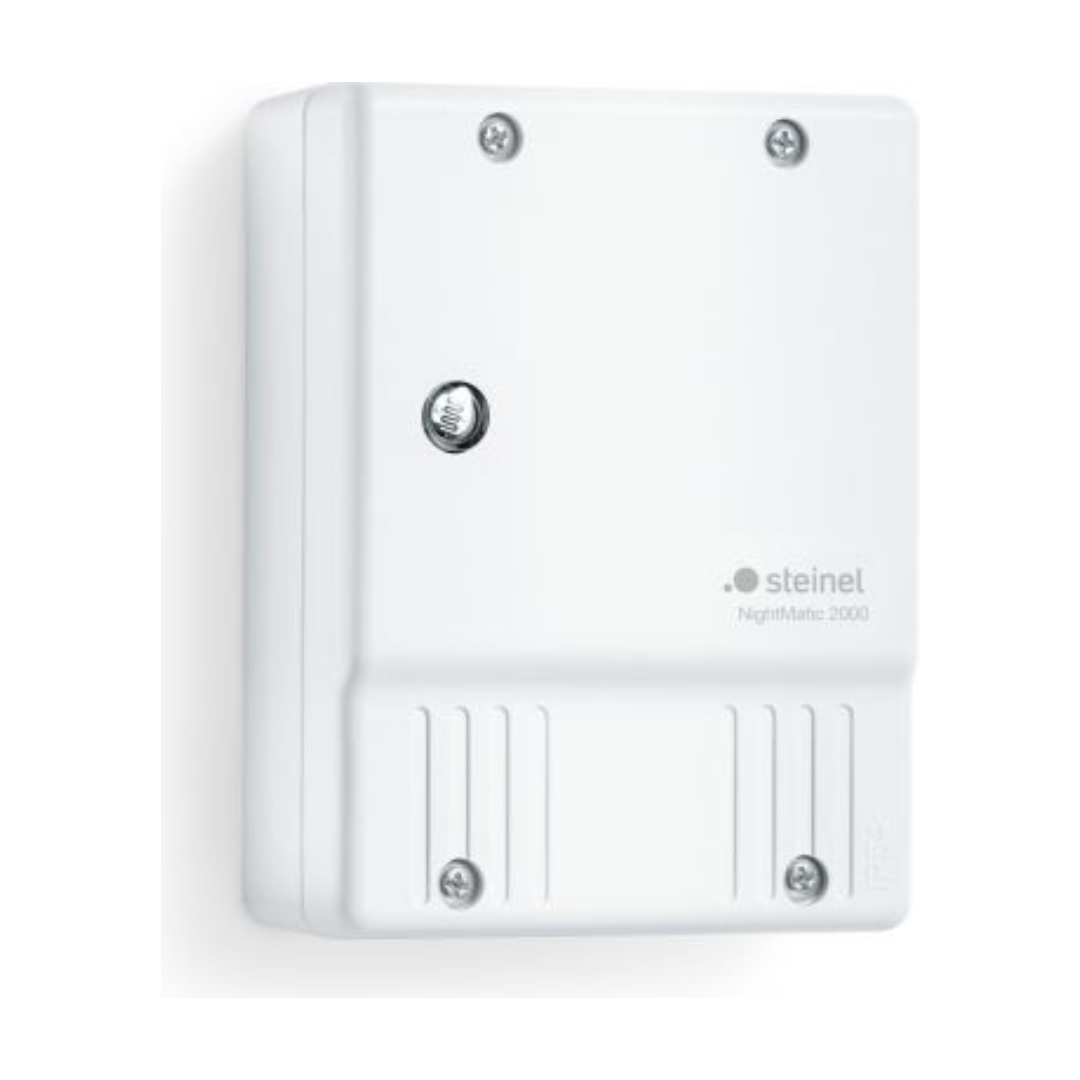 Krēslas slēdzis NightMatic 2000, virsapmetuma, IP54, 1000W, 2–30lux, balts, STEINEL