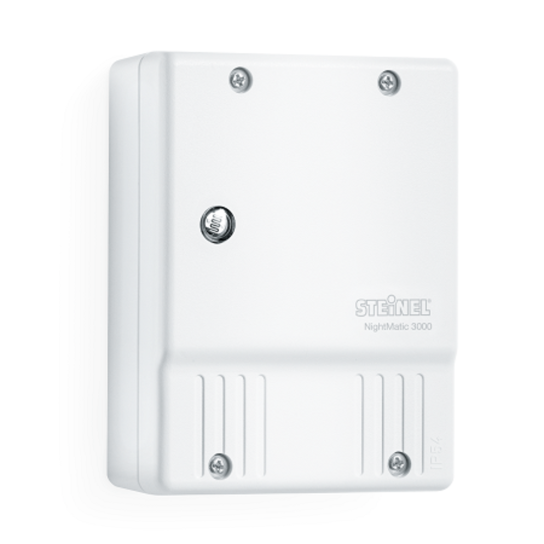 Krēslas slēdzis NightMatic 3000, virsapmetuma, IP54, 2000W, 2-1000lux, balts, STEINEL