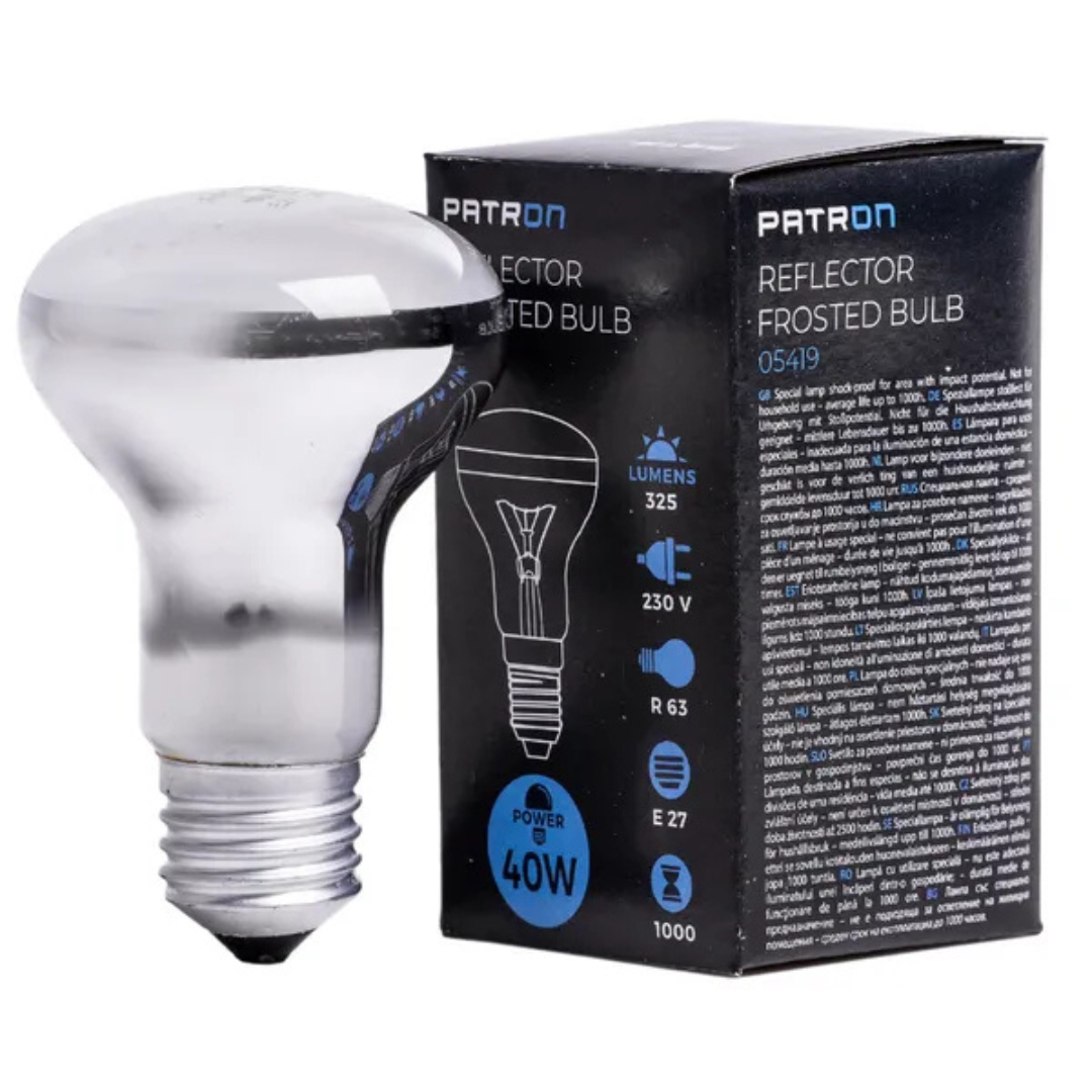 Kvēlspuldze ar atstarotāju R63, E27, 40W, 230V, Patron