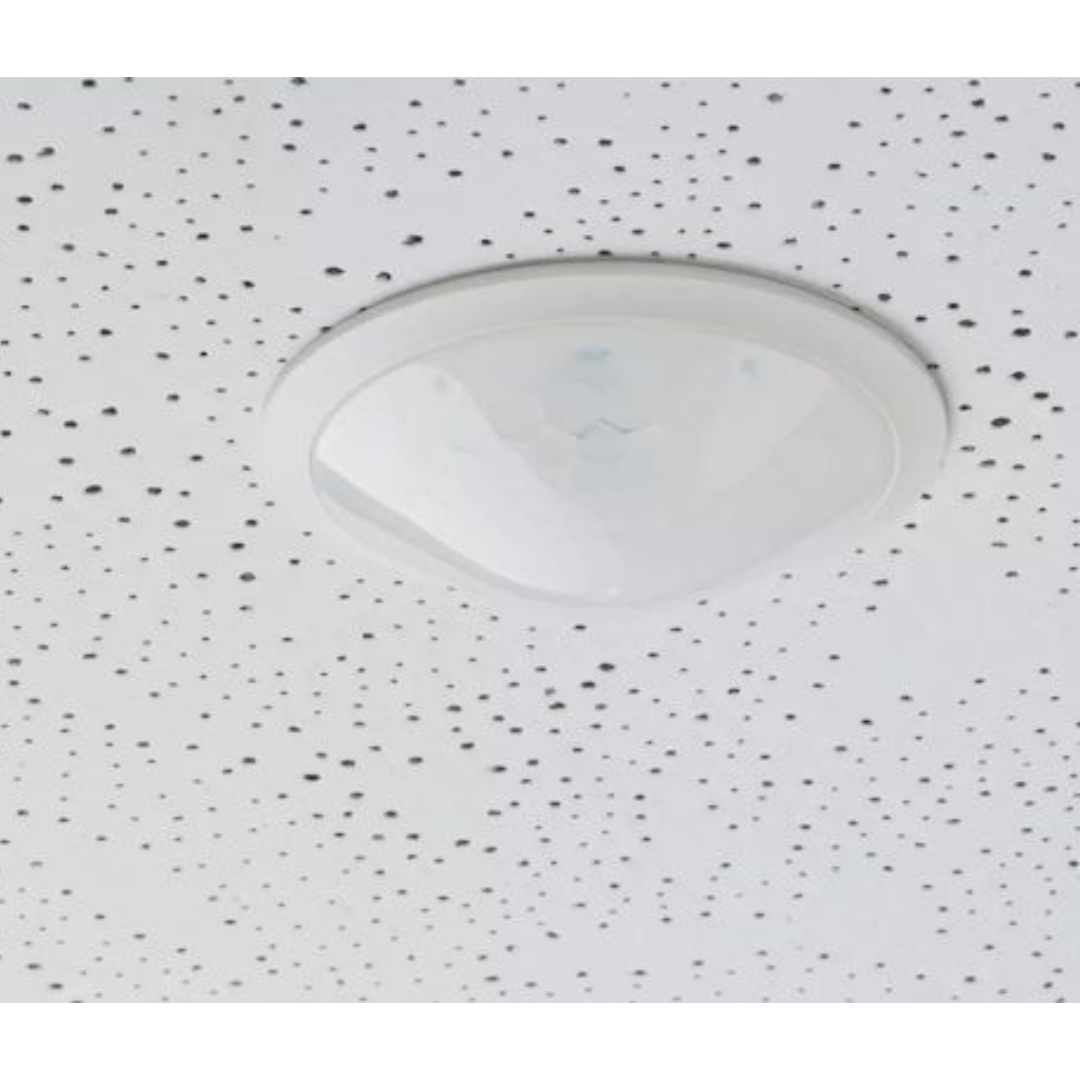 Infrasarkanais kustības sensors, iebūvēšanai griestos, balts, darbības zona līdz Ø8m, IP54, 360°, theRonda S360-100 DE WH, THEBEN