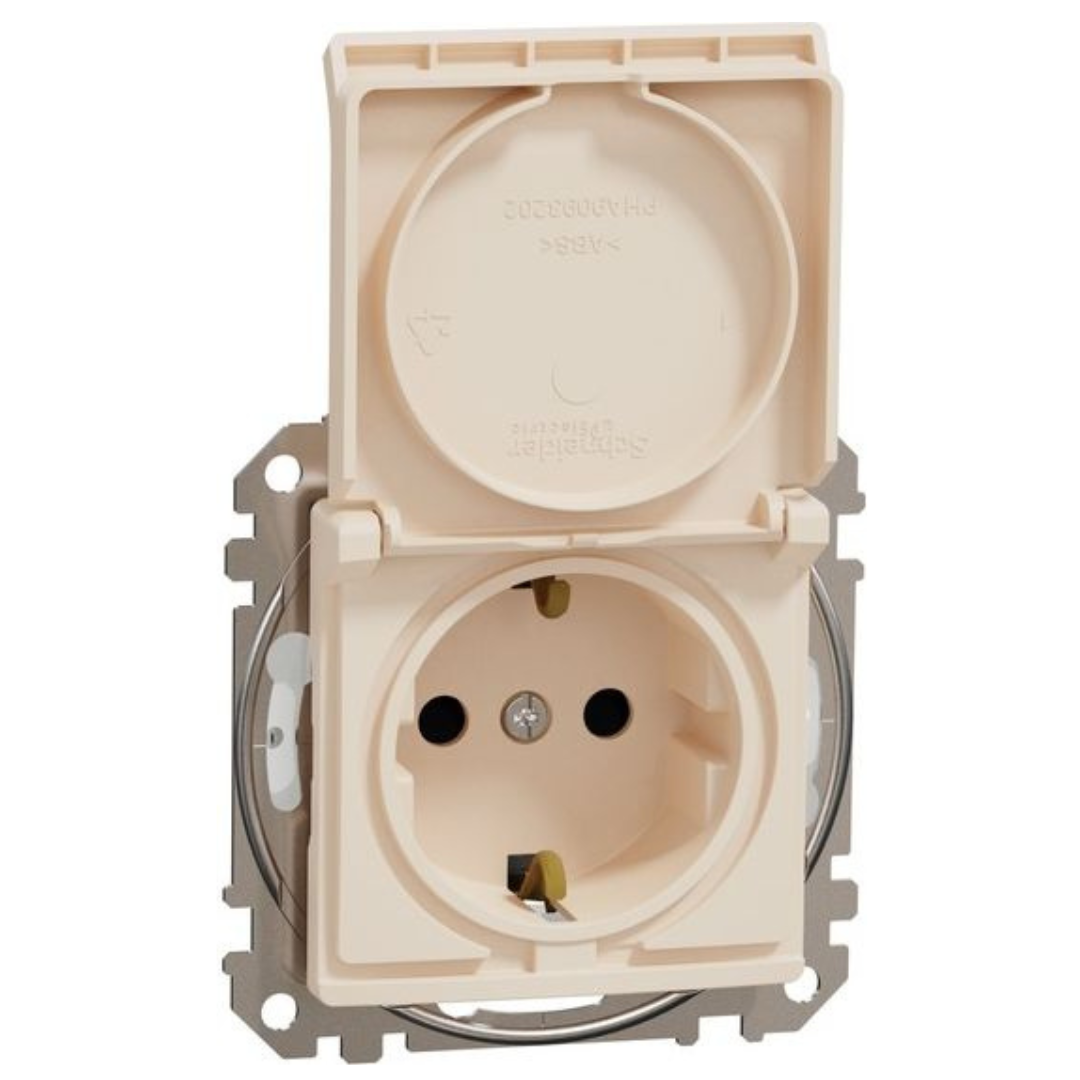 Kontaktligzda IP44 a/z ar vāku ar skrūvēm, bēšs, Sedna Design