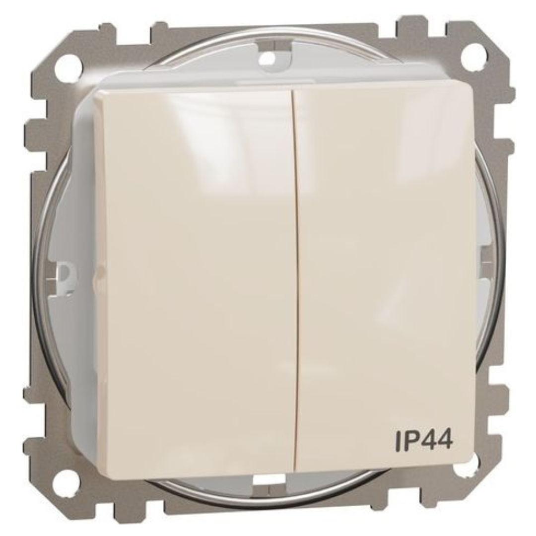Slēdzis 1+1 IP44 10AX, bēšs, Sedna Design