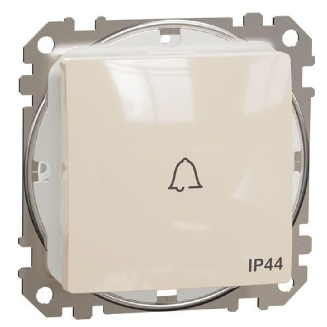 Zvanu poga ar simbolu 10A, IP44, bēšs, Sedna Design