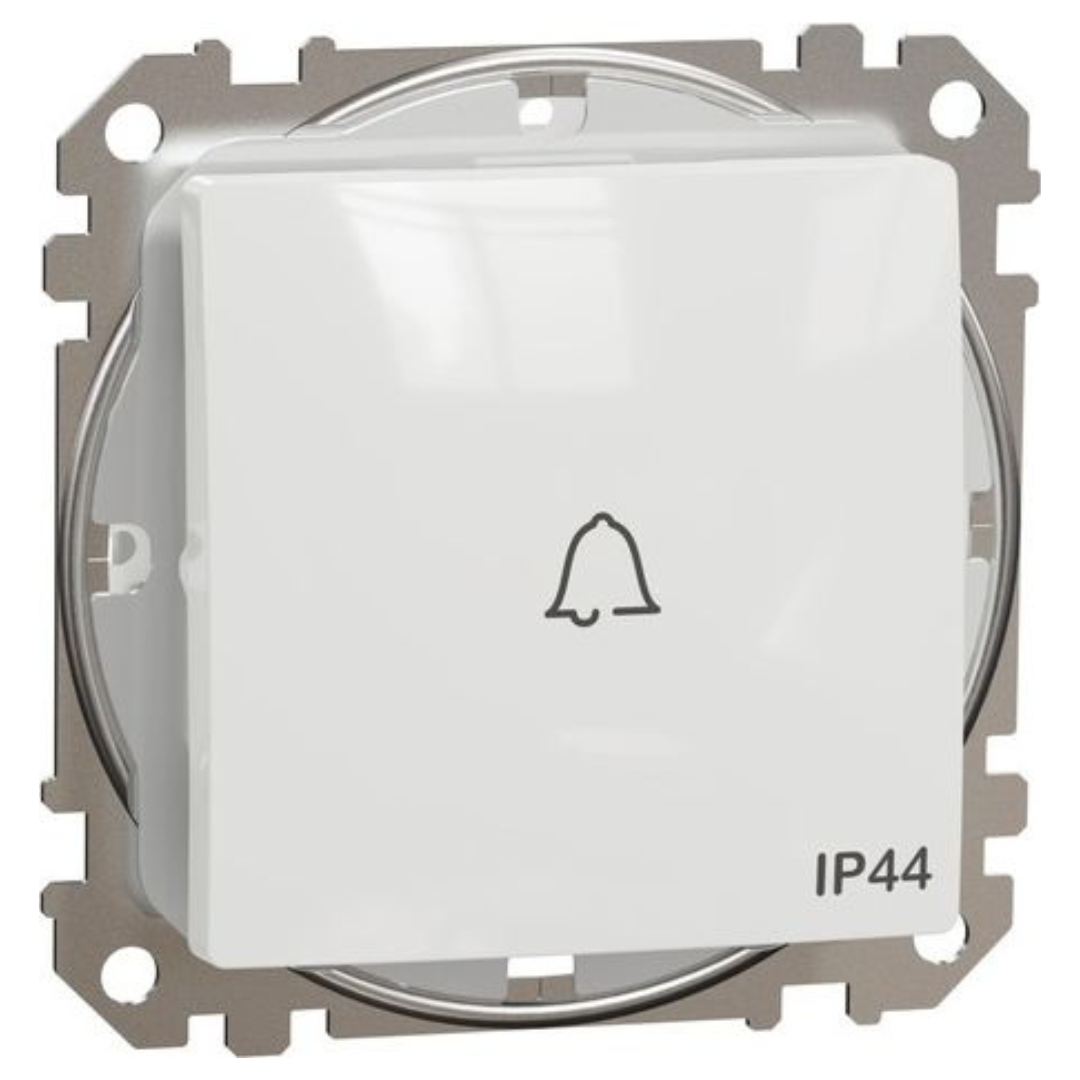 Zvanu poga ar simbolu 10A, IP44, balts, Sedna Design