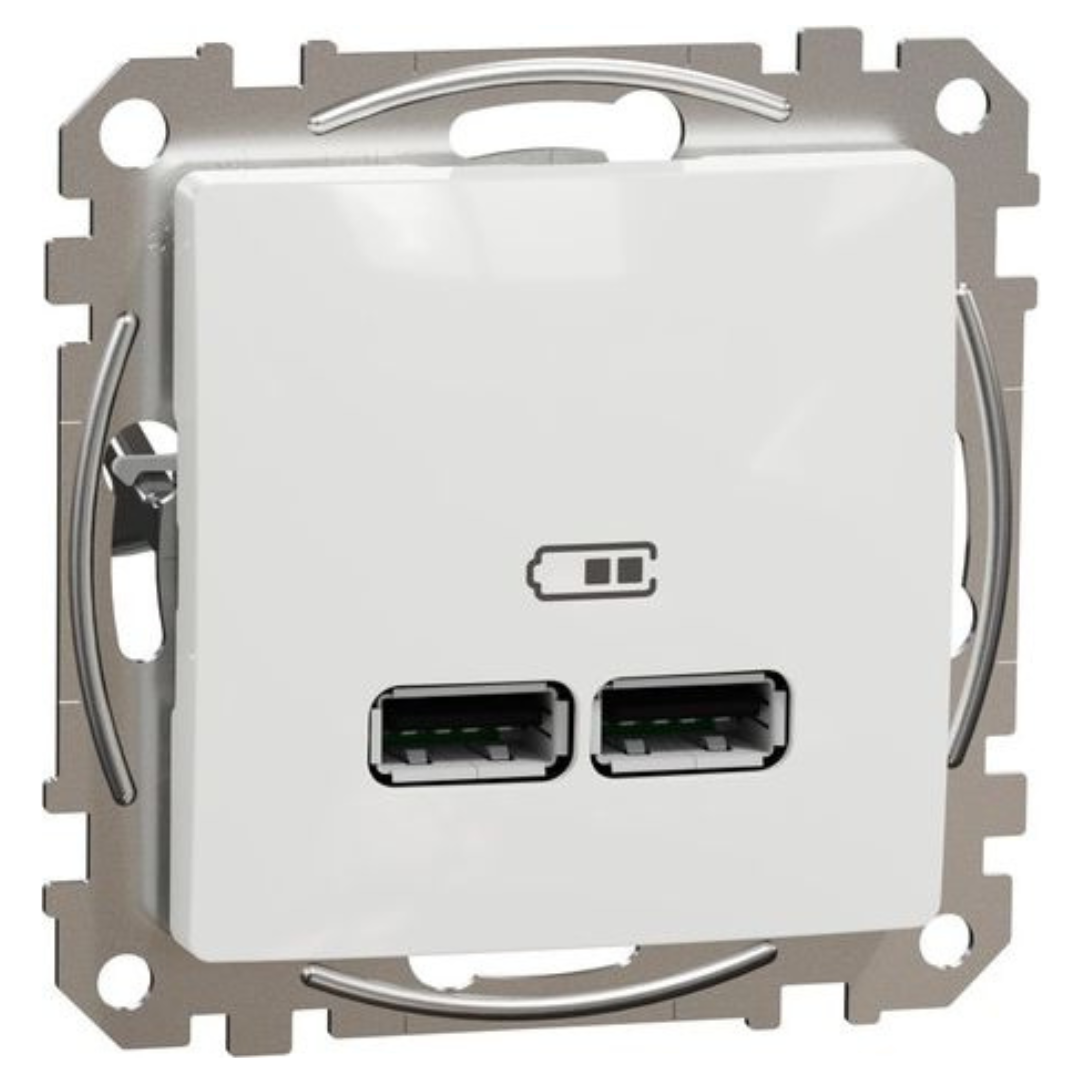 USB lādētājs 2xUSB (A+A) 2,1A 12W, balts, Sedna Design