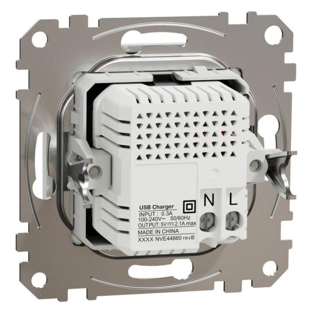 USB lādētājs 2xUSB (A+A) 2,1A 12W, bēšs, Sedna Design