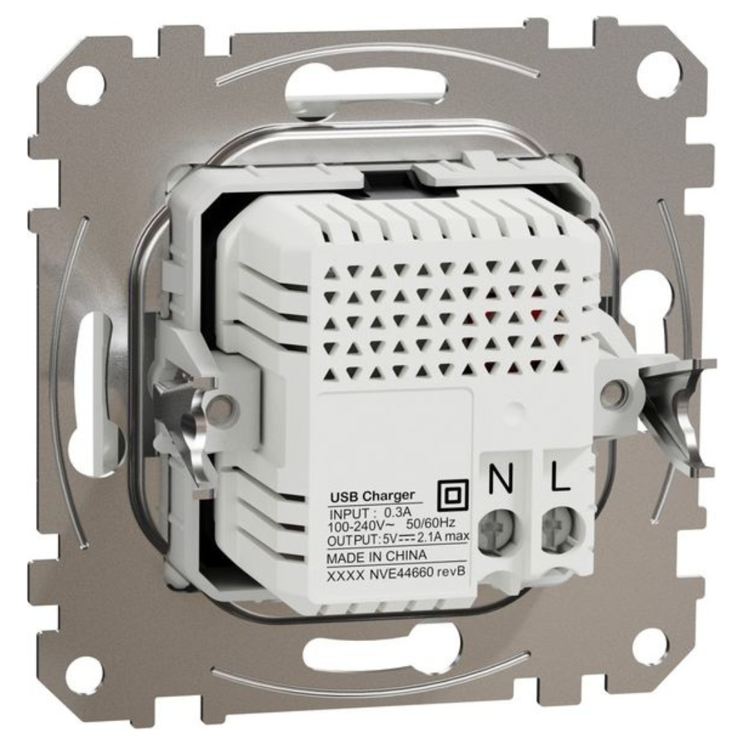 USB lādētājs 2xUSB (A+A) 2,1A 12W, balts, Sedna Design