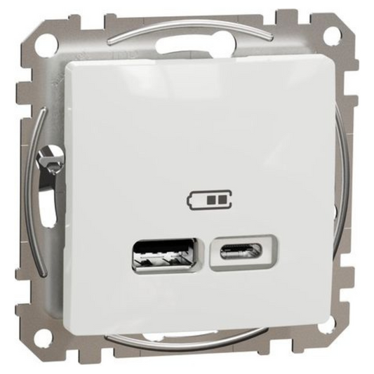 USB lādētājs 2xUSB (A+C) 2,4A 12W, balts, Sedna Design