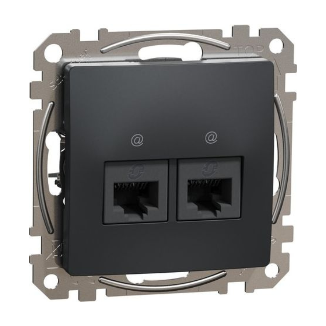 2xRJ45 datu kontaktligzda CAT5E UTP, antracīts, Sedna Design
