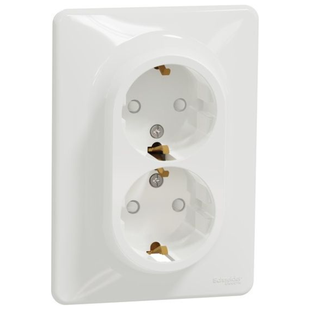 Dubulta kontaktligzda a/z ar rāmīti, balts, Sedna Design