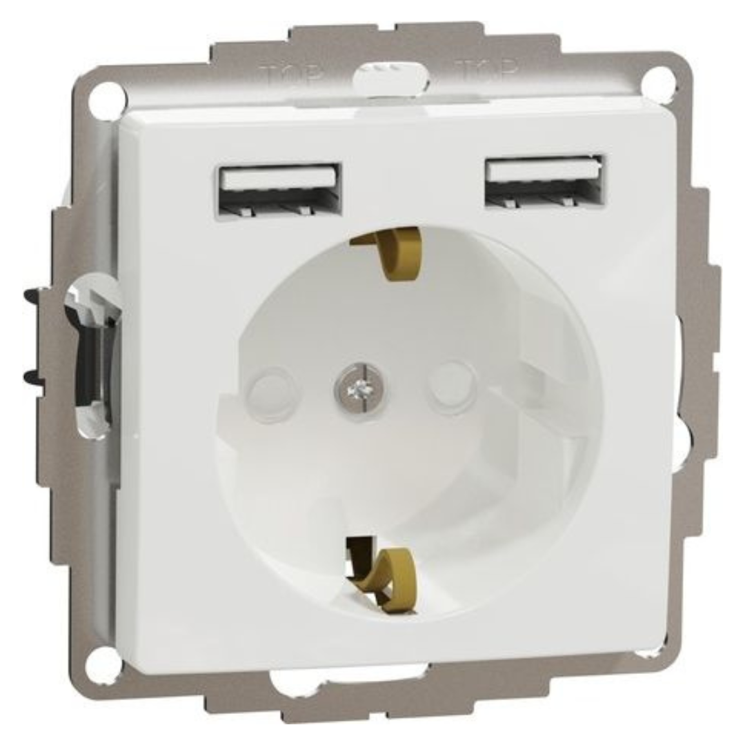 Kontaktligzda a/z ar 2xUSB (A+A), balts, Sedna Design