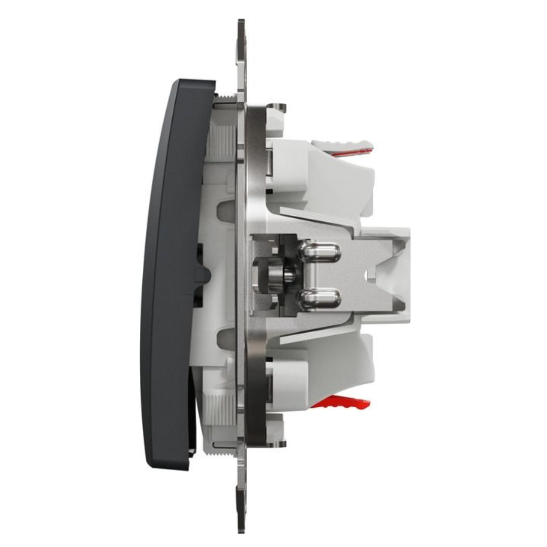 Zvanu poga 1+1 10A, antracīts, Sedna Design