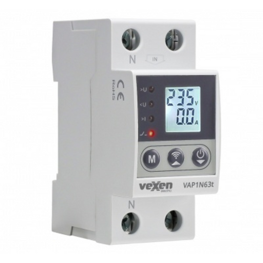 Digitālais pārsprieguma un pārslodzes aizsardzības relejs WiFi, TUYA, 1LN, 63A, AC, 230V, VAP1N63t, Vexen