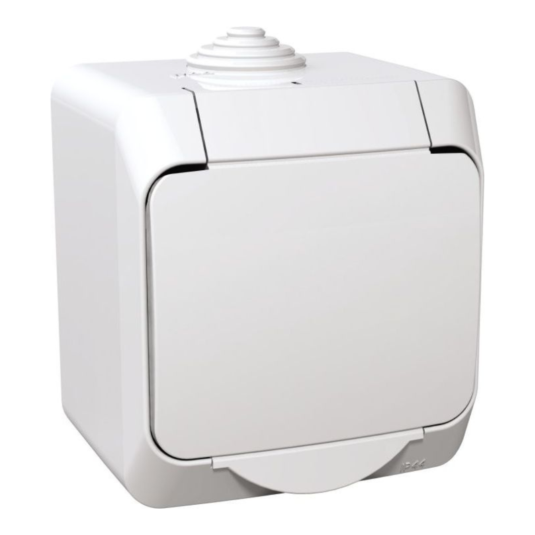 Kontaktligzda 1-vietīga a/z IP44, balta, virsapmetuma, Cedar Plus, Schneider Electric