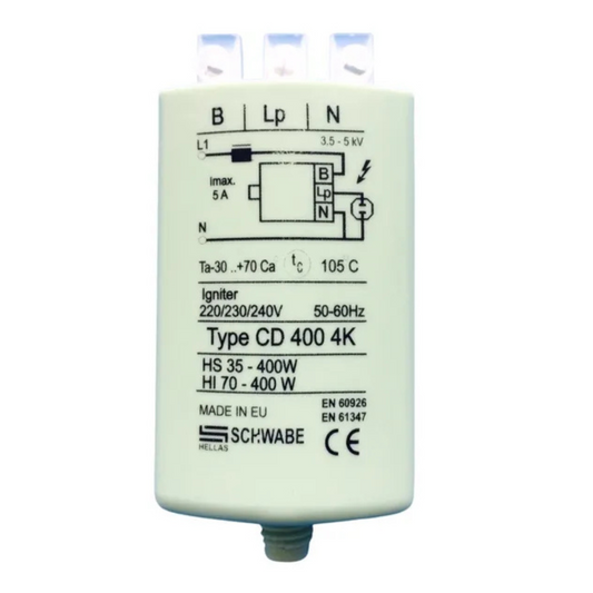 Elektroniskais aizdedzinātājs / palaidējs izlādes lampām, 70–400W, Z400, MR, 22 V