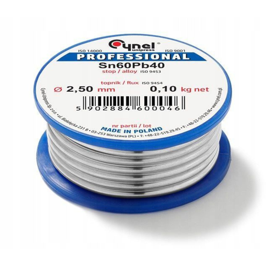 Lodalva Sn60Pb40, 2.5mm, 100g, ar kanifoliju