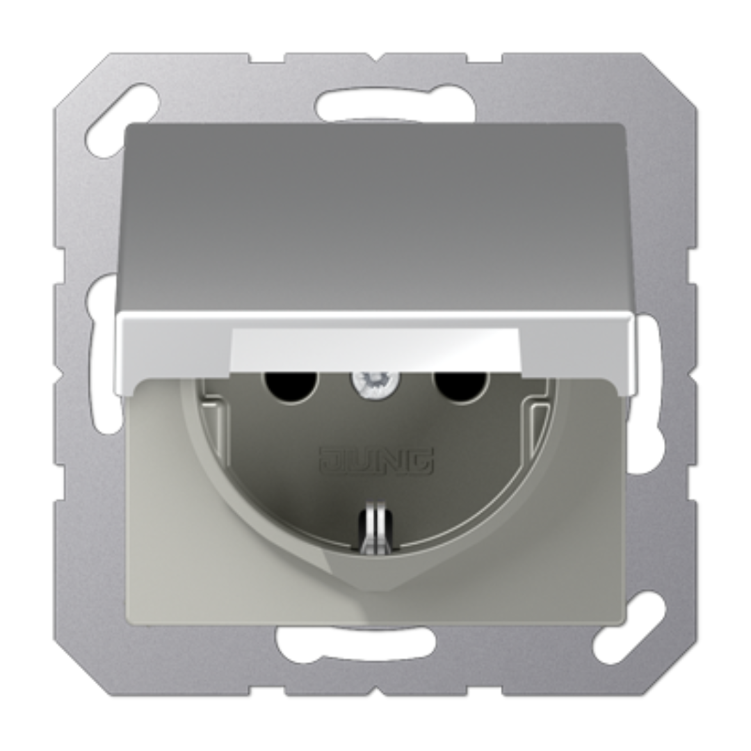 Rozete ar vāciņu IP44, alumīnija krāsa, A500