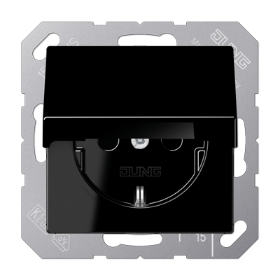 Rozete ar vāciņu IP44, melna, A500