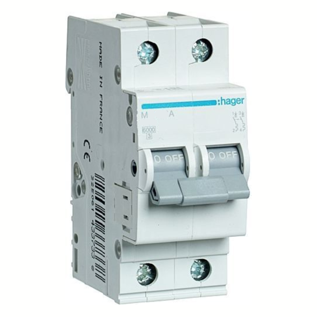 Automātslēdzis MC 2P 16A C, 6kA, HAGER