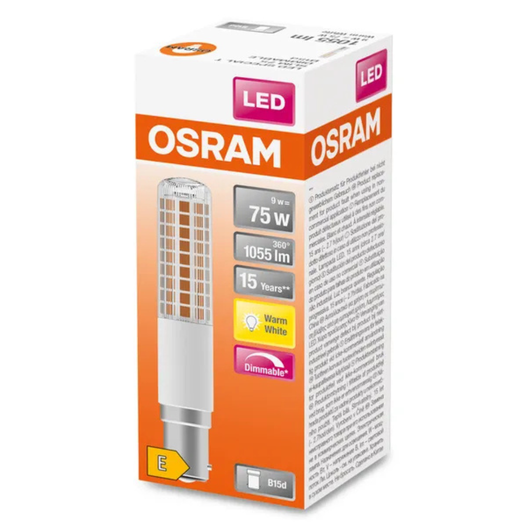 LED spuldze 9W, B15d, 2700K (827), 1055lm, dimmējama, SPECIAL T SLIM, DIM, OSRAM