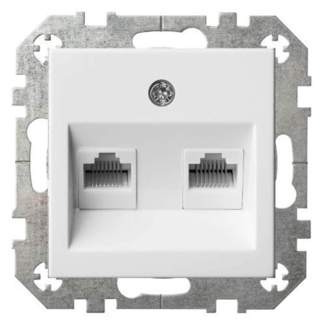 2xRJ45 datu kontaktligzda CAT6E UTP, balta, Liregus EPSILON