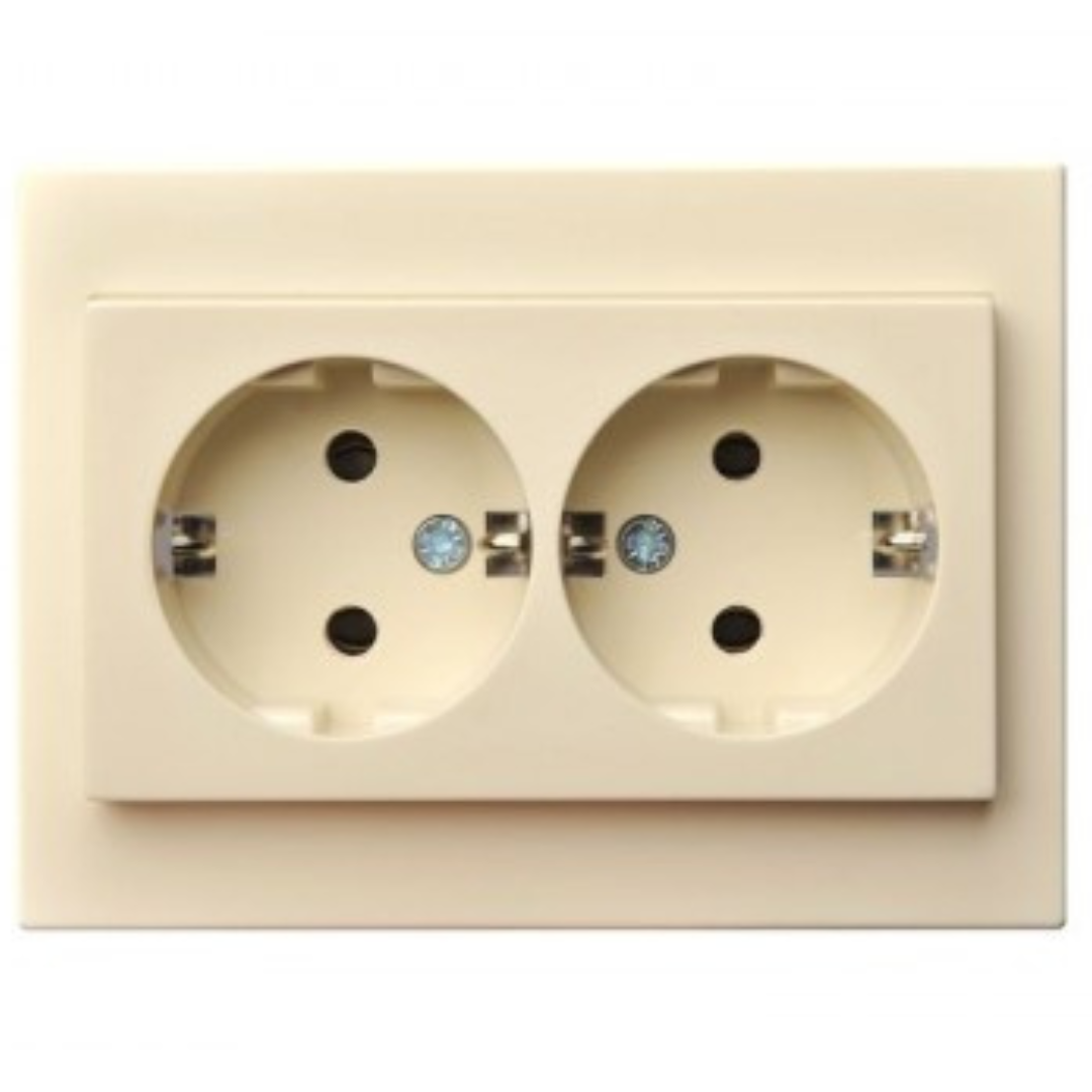 Kontaktligzda 2-vietīga a/z, smilškrāsa, Liregus EPSILON