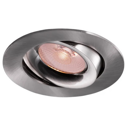 Gaismeklis LED, iebūvējams, Downlight, matēts niķelis, 10W, 3000K/4000K/5700K, 800Lm, 220V, IP44, dimmējama, 83mm cauruma diametrs, THORGEON
