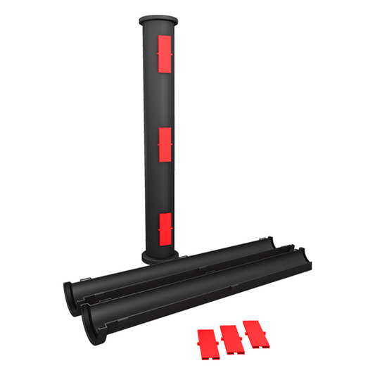 Divdaļīga caurule melna, ar sarkaniem klipšiem, var savienot savā starpā, d=110mm/1m, 750N, EVOCAB SPLIT