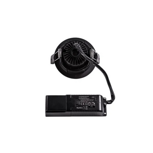 Gaismeklis LED, iebūvējams, Downlight, melns, 10W, 3000K/4000K/5700K, 800Lm, 220V, IP44, dimmējama, 83mm cauruma diametrs, THORGEON