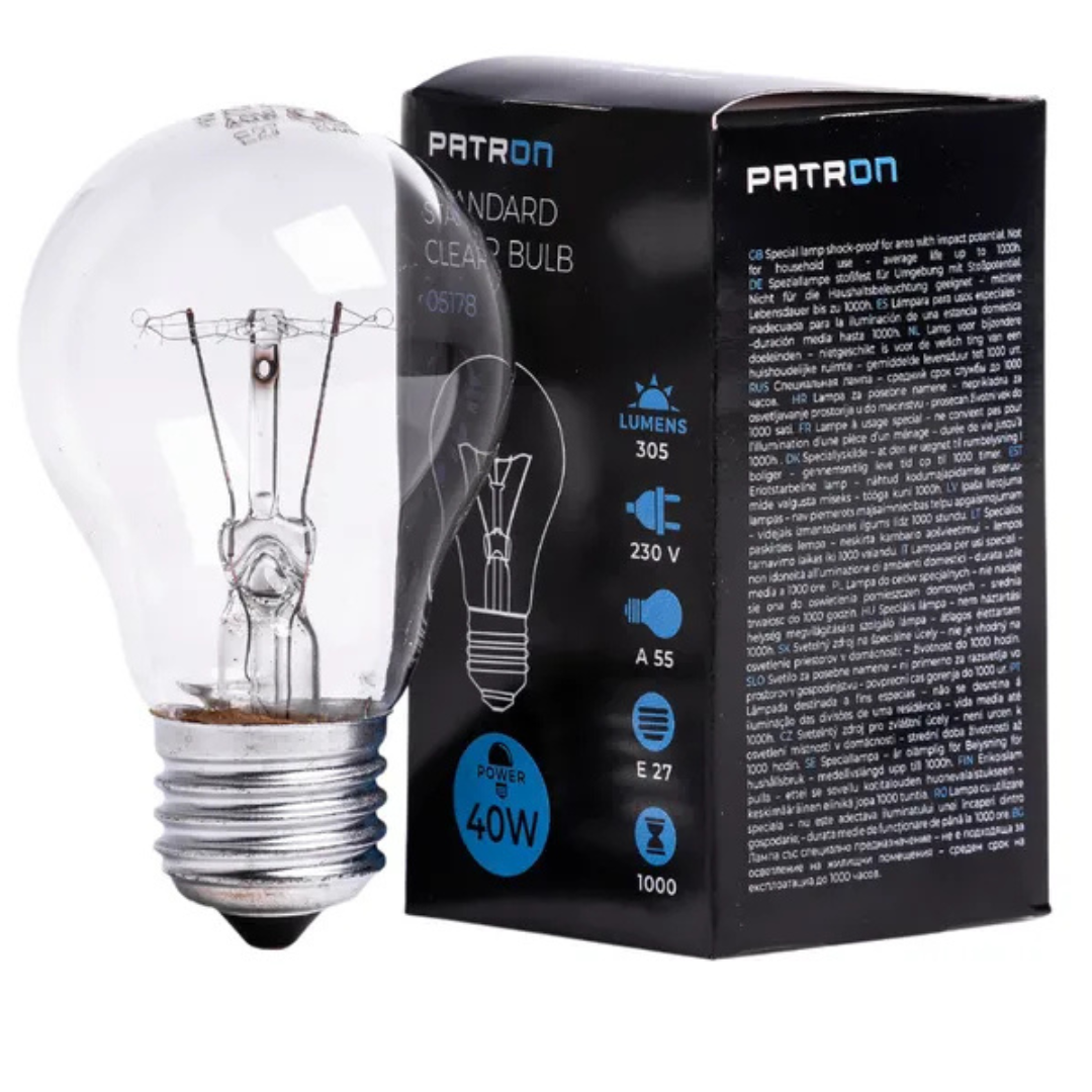 Kvēlspuldze A55, E27, 40W, 230V, Patron