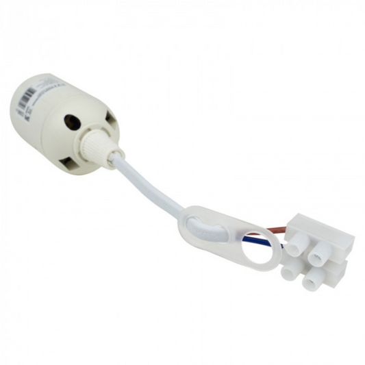 Plastmasas patrona E27 ar vadu un klemmi, balta, ECOLIGHT