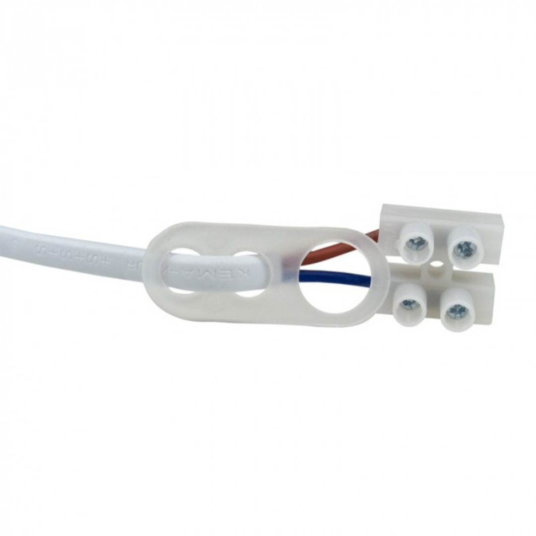 Plastmasas patrona E27 ar vadu un klemmi, balta, ECOLIGHT