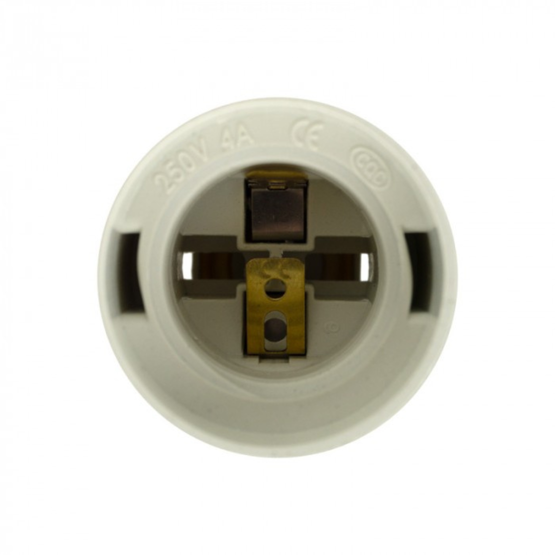 Plastmasas patrona E27 ar vadu un klemmi, balta, ECOLIGHT
