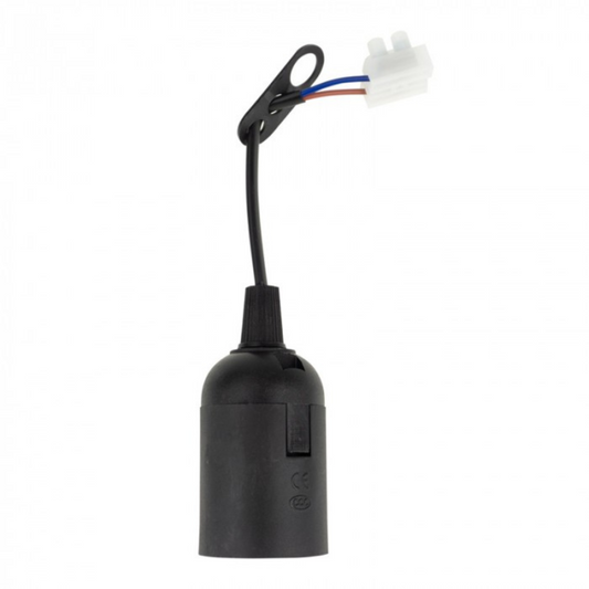 Plastmasas patrona E27 ar vadu un klemmi, melna, ECOLIGHT