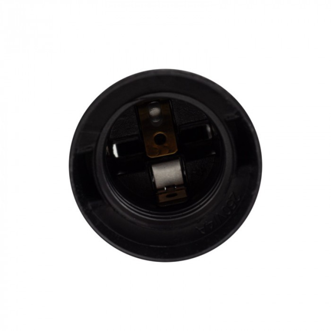 Plastmasas patrona E27 ar vadu un klemmi, melna, ECOLIGHT