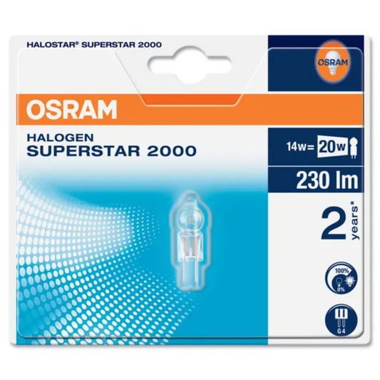 Halogēna spuldze G4, 14W, 12V, 230lm, HALOSTAR SUPERSTAR® 2000, Osram