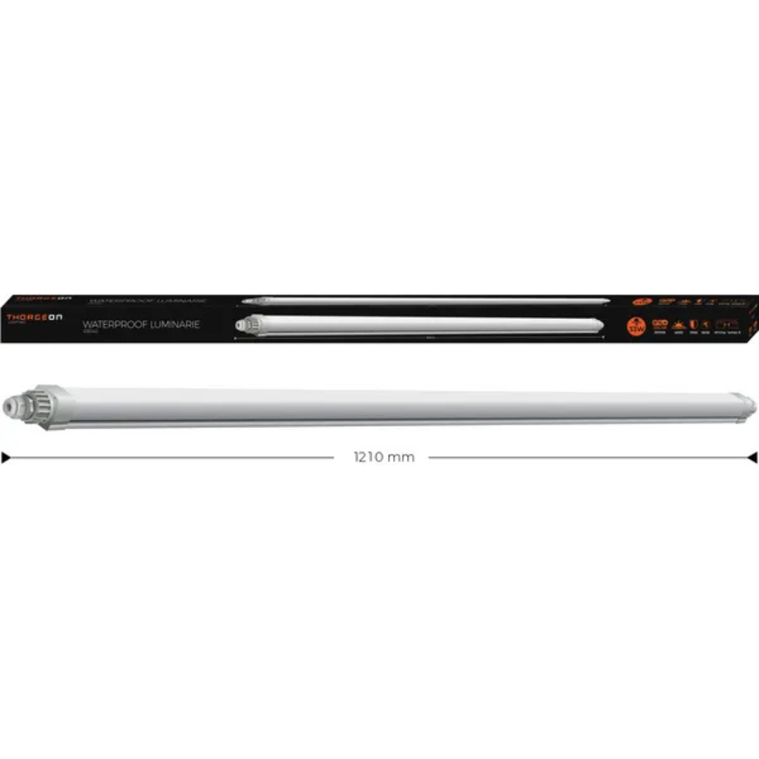 Gaismeklis LED, ūdensizturīgs, 120cm garums, 33W, 4200K, IP65, 3960lm, PHILIPS draiveris, THORGEON