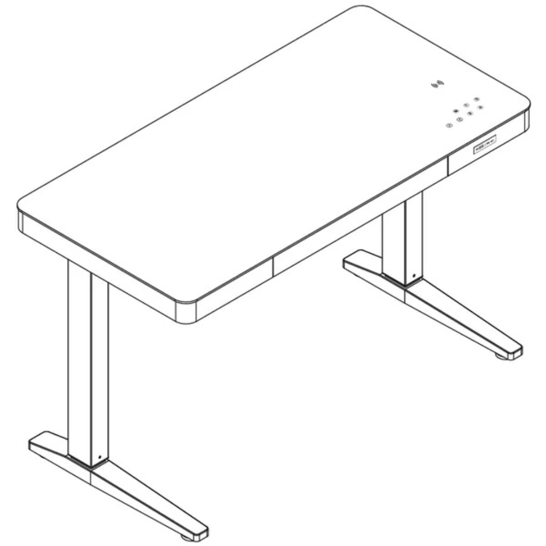 Regulējams rakstāmgalds, elektrisks, ar USB un bezvada telefonu ladētāju, melns, komplekts, THORGEON