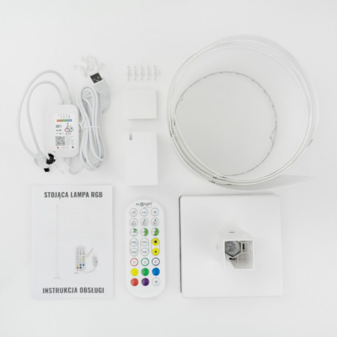 Grīdas lampa RGB, 10W, reaģē uz mūzikas ritmu, balta, WiFi, ar vadības iespēju no telefona - Tuya, ECOLIGHT
