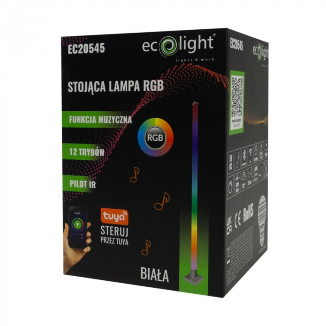 Grīdas lampa RGB, 10W, reaģē uz mūzikas ritmu, balta, WiFi, ar vadības iespēju no telefona - Tuya, ECOLIGHT
